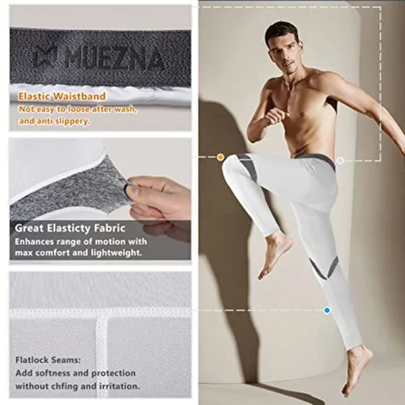 Men's Thermal Base Layer Set Fleece Lined Performance Fit Stretch Activewear